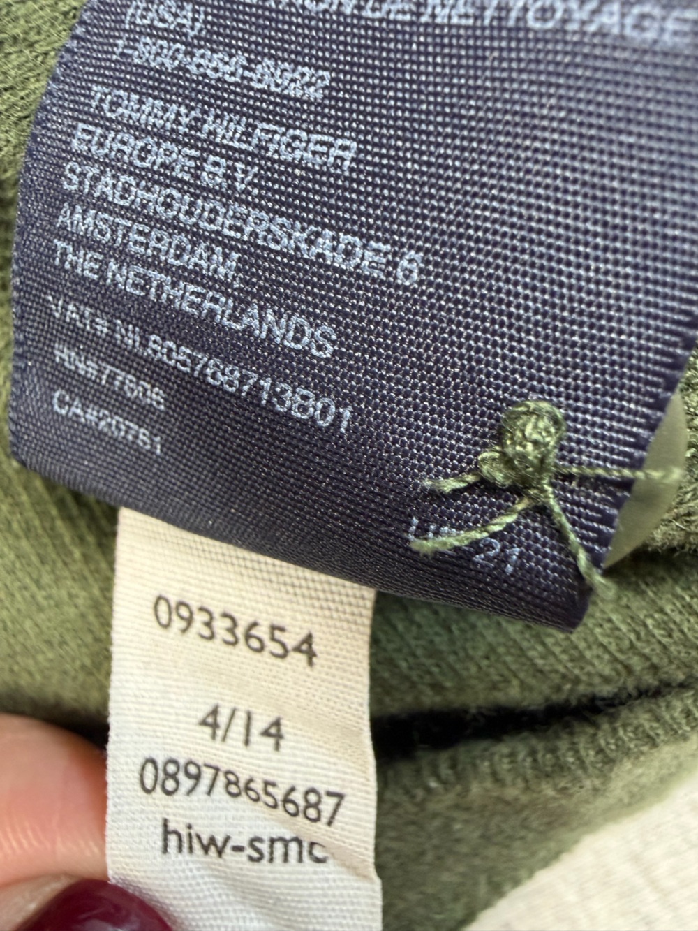 Tommy Hilfiger Men’s XL Olive Green Waffle Knit Henley Long Sleeve Shirt Y2K - Picture 7 of 9